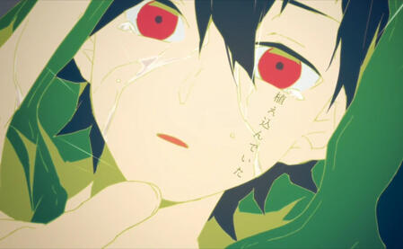 Young Seto and Marry with their backs facing each other. Marry's face isn't visible. (Shounen Brave MV)